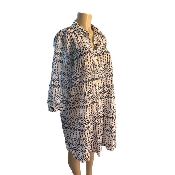 Women L DVF Diane Von Furstenberg Rylie Button Printed Shirt Dress Tunic - Picture 1 of 8